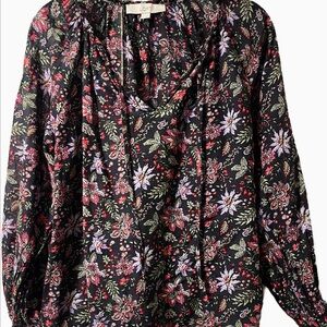 LOFT Black Floral Blouse